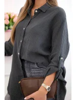 Bavlnená mušelínová košeľa v nadmernej veľkosti Graphite