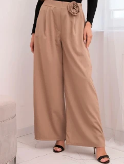 Dámske elegantné nohavice so širokými nohavicami a kvetom fango