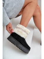 Dámské Sněhule Na Platformě S Kožíškem A Vzorem Černé model 21678807 - Boto