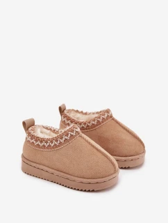 Detské/módne snežnice Jolisse s výšivkou na platforme - khaki