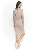 Dámské šaty s volným střihem středně dlouhé model 15042454 Hnědá - Numinou