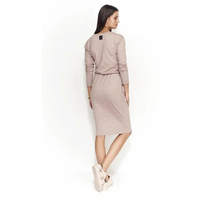 Dámské šaty s volným střihem středně dlouhé model 15042454 Hnědá - Numinou