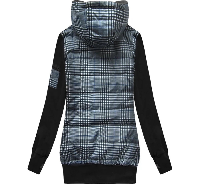 Tmavomodro-čierna mikina z rôznych lepených materiálov (AMG-611A)