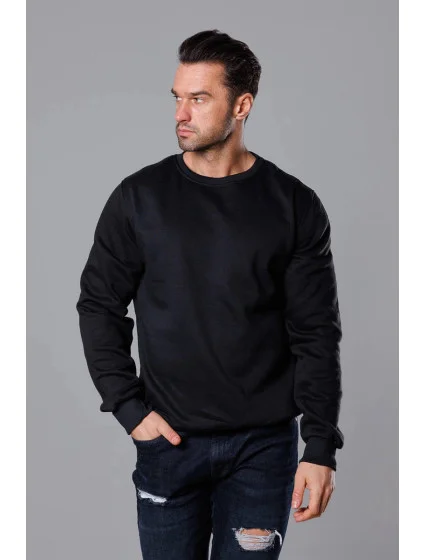 Čierna pánska mikina s okrúhlym výstrihom (68B2001-3)