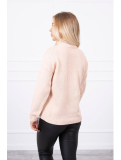 Polovičný sveter s rolákom tmavo púdrovo ružový