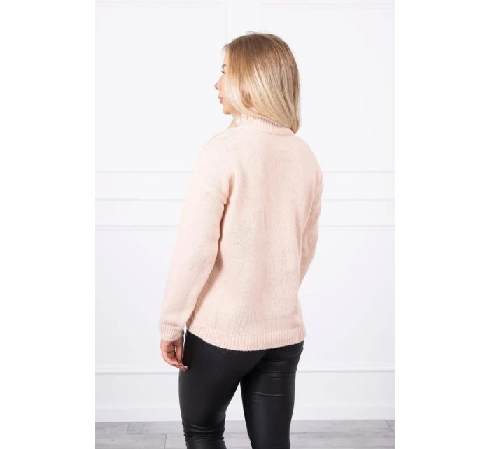 Polovičný sveter s rolákom tmavo púdrovo ružový