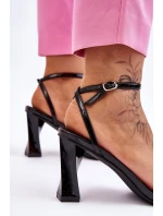 Lakierowane Sandały Na Obcasie Czarne Owen