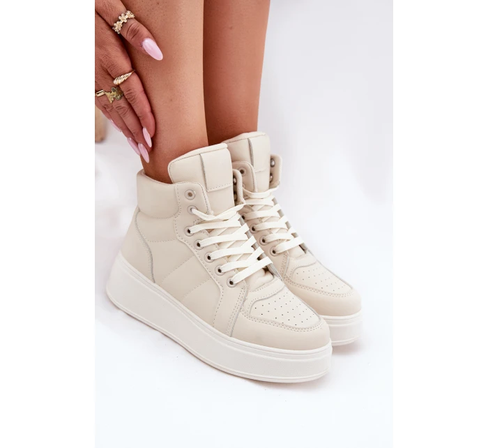 Vysoké dámské sneakers na platformě béžové model 21693386 - EVENTO Vysoké dámské sneakers na platformě béžové model 21693386 - EVENTO