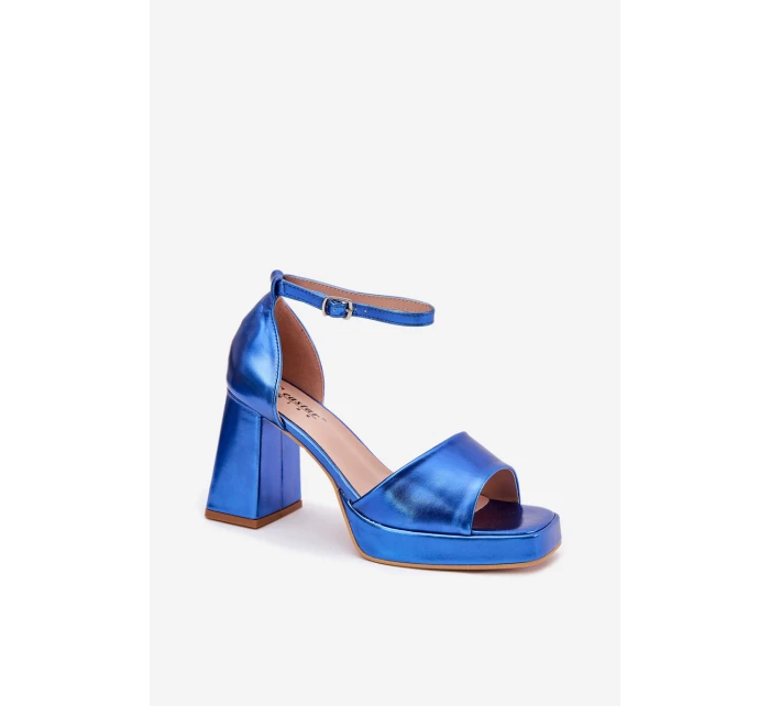 Dámské Sandály Na Podpatku Modré model 21703024 - Boto Dámské Sandály Na Podpatku Modré model 21703024 - Boto