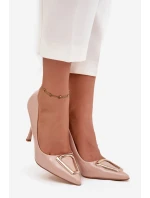 Lakierowane Szpilki Ze Złotym Detalem Beżowe Paivelle