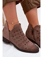 Dámske perforované členkové topánky na nízkom podpätku Vinceza 58626 dark beige Dámske perforované členkové topánky na nízkom podpätku Vinceza 58626 dark beige