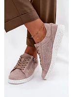 Semišové dámské polobotky se zipem Béžové Cemela