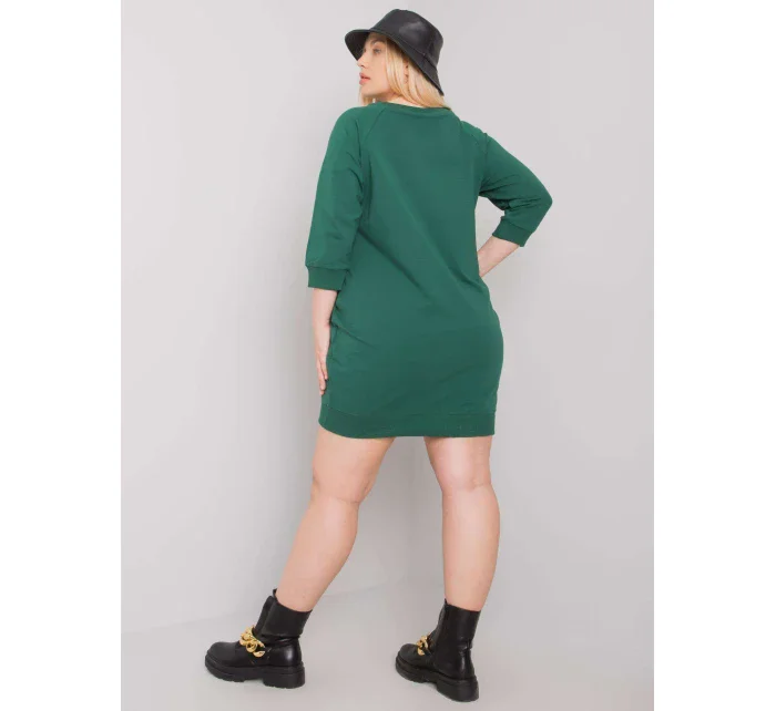 Tmavě zelené plus size šaty s kapsami Tmavě zelené plus size šaty s kapsami