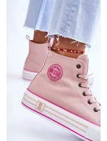 Dámské vysoké textilní tenisky na platformě Big Star LL274186 Růžová Dámské vysoké textilní tenisky na platformě Big Star LL274186 Růžová