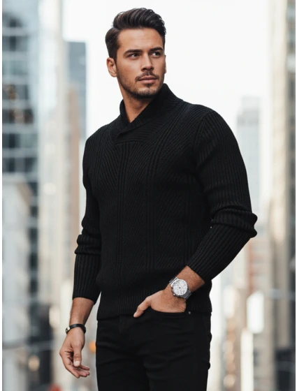 Pánsky čierny sveter FashionStreet WX2256z