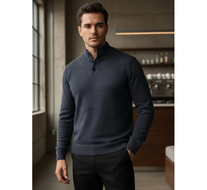 Pánský svetr se stojáčkem tmavě modrý Dstreet model 21995601 - FashionStreet