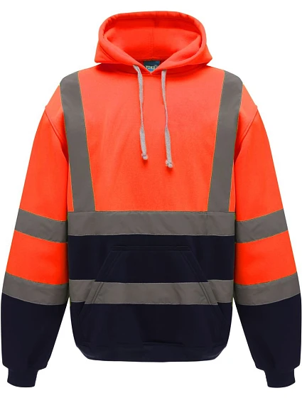 Mikina s kapucňou Yoko HVK 05 Hi-Vis 79.VK05, hi-vis oranžová/námornícka modrá Mikina s kapucňou Yoko HVK 05 Hi-Vis 79.VK05, hi-vis oranžová/námornícka modrá
