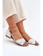 Skórzane Sandały Płaskie Maciejka 04614-46 Miętowe