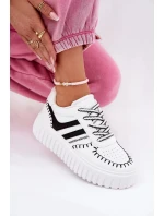 Dámske tenisky na platforme - bielo-čierne Ofenale