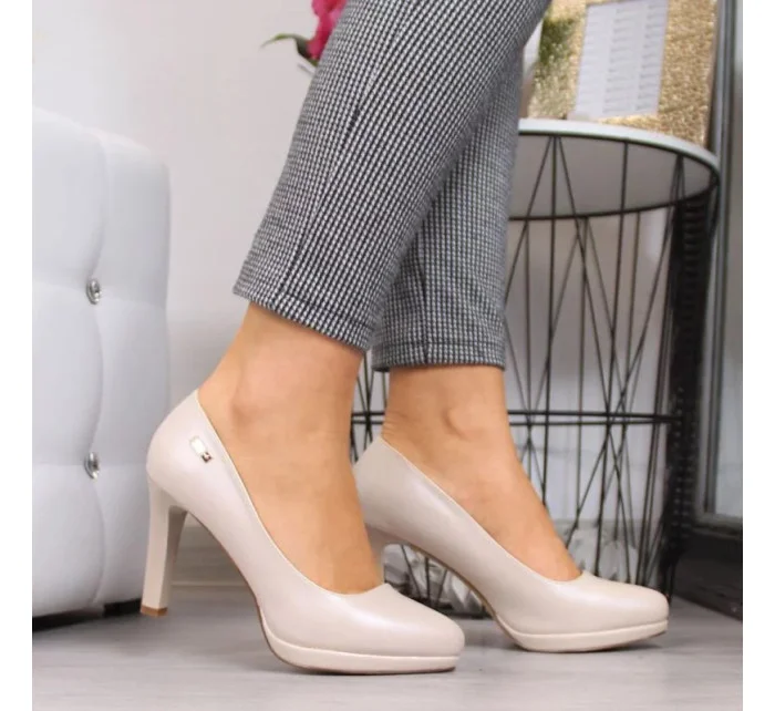 Dámske perlové lodičky na platforme SK53K Light beige - Sergio Leone Dámske perlové lodičky na platforme SK53K Light beige - Sergio Leone