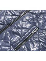 Šedá a svetlomodrá lesklá dámska bunda (BR9756-72)