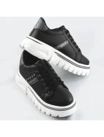 Čierne dámske tenisky sneakers "traktory" (88-25)
