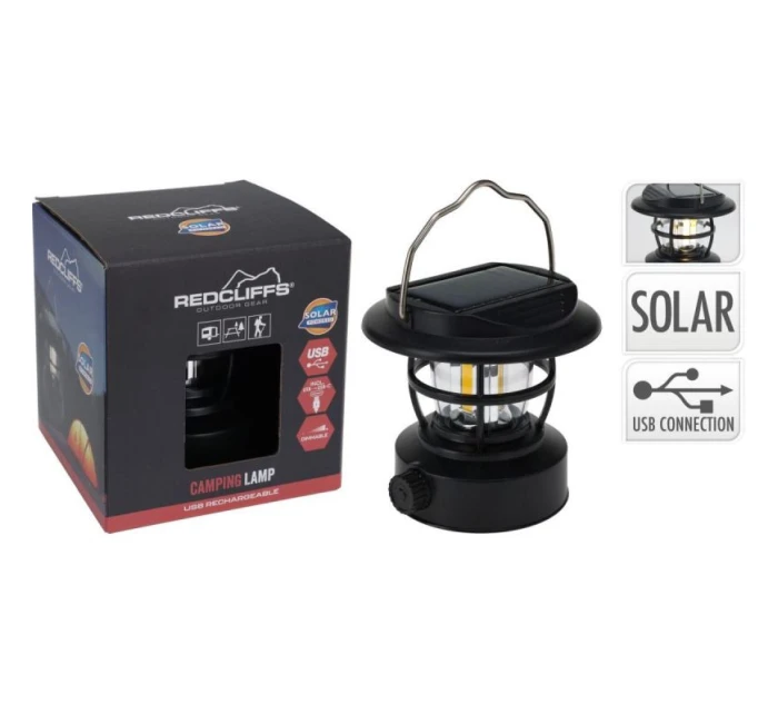 KEMPINGOVÁ BATERKA ČIERNA USB NABÍJANIE A SOLÁRNE REDCLIFFS