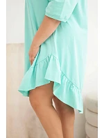 Dámske plus size bavlnené šaty s volánom mint