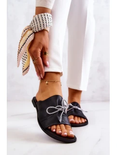 model 21577841 Kožené Dámské Černé Žabky - Zazoo