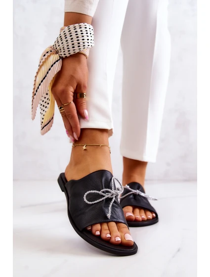 model 21577841 Kožené Dámské Černé Žabky - Zazoo