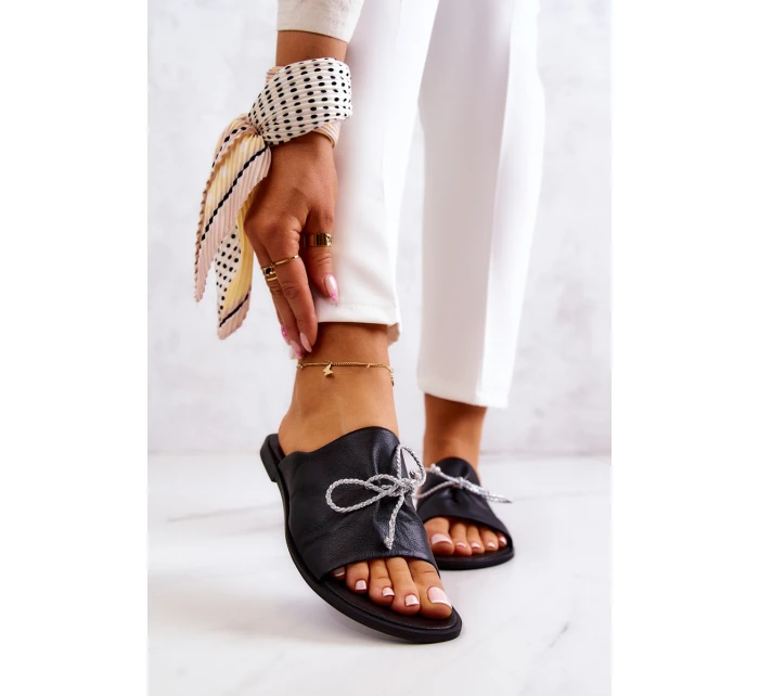 model 21577841 Kožené Dámské Černé Žabky - Zazoo