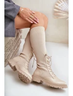 Šněrovací kozačky s elastickým svrškem černé model 21679807 - Boto