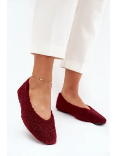 Baleriny Damskie Z Futerkiem Typu Baranek Bordowe Zimira
