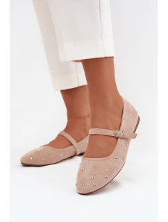 Dámske zdobené baleríny s remienkom Olivisse - ružové