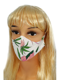 Ochranné masky pre opakované použitie CV010 - Ružové kvety - bavlna 100% - 2 kusy