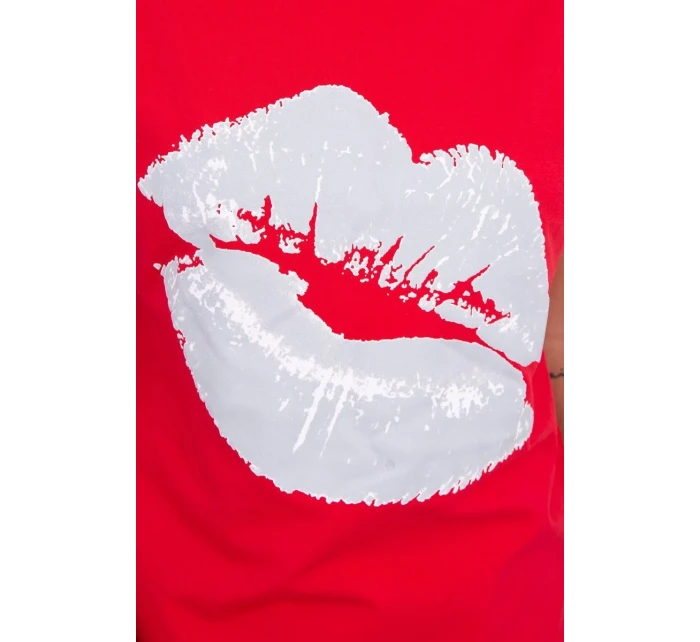 Blúzka s potlačou pier červená