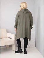 Dámská bavlněná mikina Plus Size s kapucí a pleteným panelem khaki Dámská bavlněná mikina Plus Size s kapucí a pleteným panelem khaki