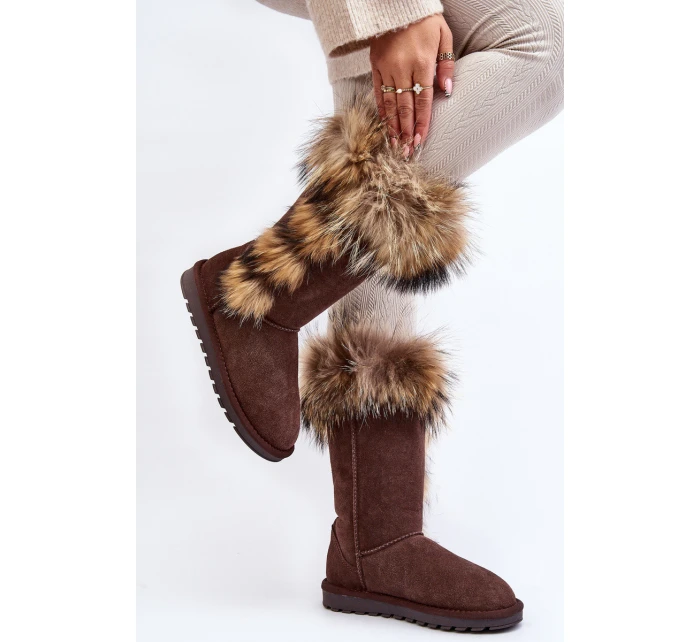 Damskie Botki Śniegowce Ocieplane Zamszowe Brązowe Balvin Damskie Botki Śniegowce Ocieplane Zamszowe Brązowe Balvin