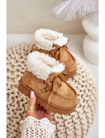 Zimní boty pro děti s kožešinovou podšívkou Camel model 21678747 - Boto Zimní boty pro děti s kožešinovou podšívkou Camel model 21678747 - Boto
