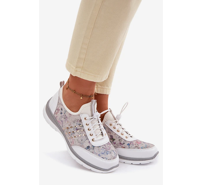 Dámské vzorované kožené polobotky D&A GR61-5990 bílé