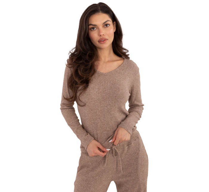 Sweter SM SW model 21771768 ciemny bezowy - FPrice Sweter SM SW model 21771768 ciemny bezowy - FPrice