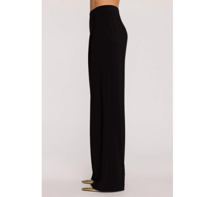 M890 Kombinéza s výstrihom a širokými nohavicami - čierna