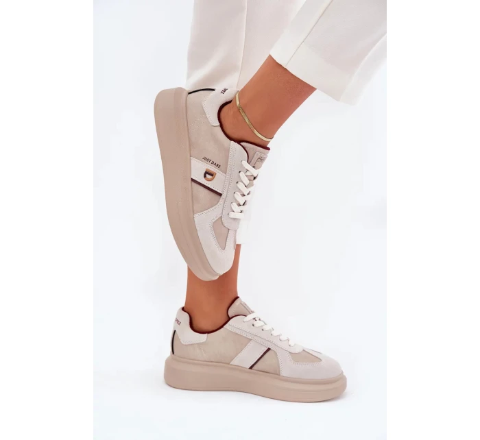 Dámske kožené tenisky na platforme Daniel Lopez Just Dare - béžové Dámske kožené tenisky na platforme Daniel Lopez Just Dare - béžové