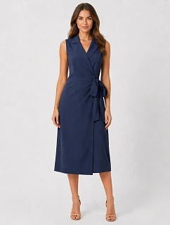 Dámské elegantní zavinovací šaty model 22128489 tmavě modré - STYLOVE