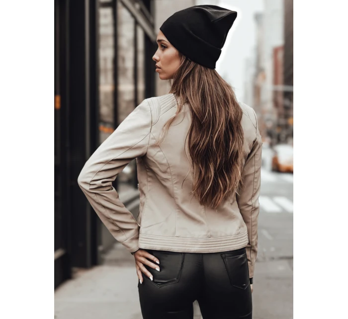 Dámská přechodná kožená bunda béžová Dstreet model 21981892 - FashionStreet