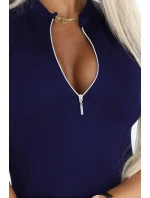 šaty s rozšířeným spodním dílem a zlatým zipem model 21171075 - numoco