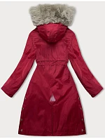 Červená dámská bunda parka s kožešinou model 21246257 - J.STYLE Červená dámská bunda parka s kožešinou model 21246257 - J.STYLE