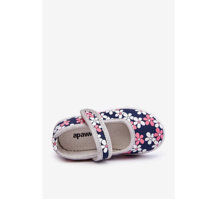 Dziecięce Baleriny W Kwiatuszki Granatowo-Szare Noah Dziecięce Baleriny W Kwiatuszki Granatowo-Szare Noah
