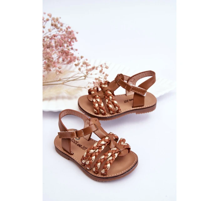 Dziecięce Sandały Na Rzep Z Paseczkami Brązowe Sammy