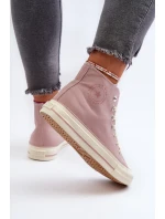 Trampki Damskie Wysokie Big Star NN274277 Różowe Trampki Damskie Wysokie Big Star NN274277 Różowe